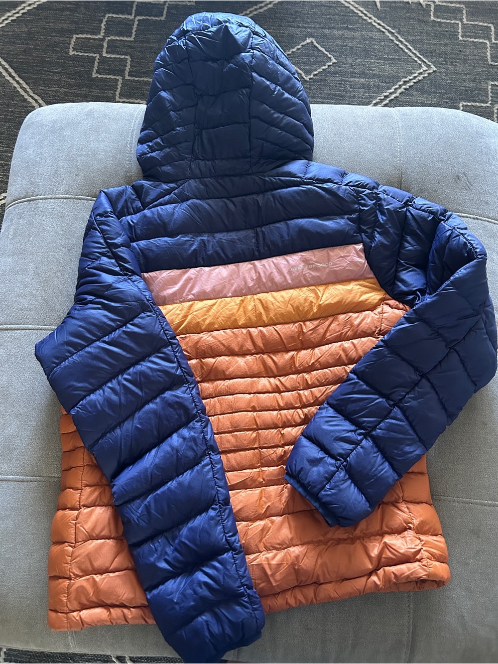 cotopaxi  Colorblock Puffer Jacket - Navy, Orange, Pink - Picture 4 of 4